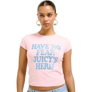 Juicy Couture Dames Have No Fear Cap Sleeve Figubenadrukte Top Top Top Verschillende Kleuren T-shirt, Juicy Pink, S