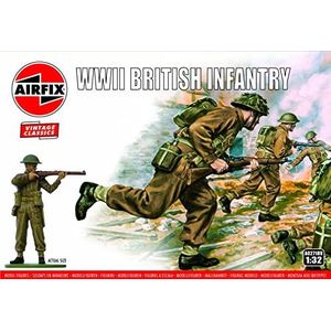 Airfix Modelfigurenset - A02718V WWII Britse infanterie - Accessoires voor modelbouwpakketten, plastic modelbouwsets voor volwassenen en kinderen vanaf 8 jaar, set bevat 14 ongeverfde figuren - Accessoire voor diorama's