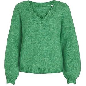 Vila Dames VIJAMINA REV V-hals L/S gebreide top NOOS gebreide trui, Kelly Green/Detail: melange, L, Kelly Green/Detail: gemêleerd, L