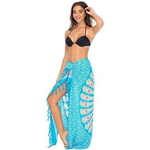 Back From Bali Womens Beach Swimsuit Bikini Cover Up Wrap and Clip Sarong Peacock Turquoise Fiesta