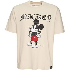Recovered Unisex Disney Grumpy Mickey Roman Tekst Relaxed Ecru by S T-shirt, S, ecru, S
