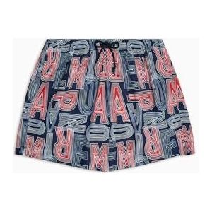 Emporio Armani Macro Logo Zwemboxer, Marineblauw/Rood/Wit, 46