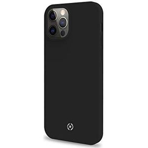 Celly Zwarte beschermhoes voor iPhone 12 Pro Max, zacht gevoel en TPU-siliconen, antislip, schokbestendig en krasbestendig