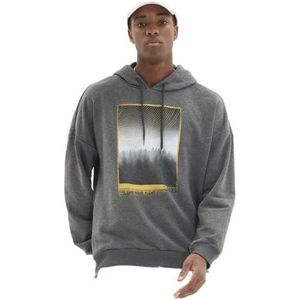 TRENDYOL MAN Sweatshirt - Ecru - Regular, Antraciet, XL