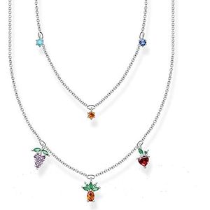 THOMAS SABO Dames halsketting met kleurrijke vruchten 925 sterling zilver, lengte: 40cm - 45cm, KE2098-477-7-L45V