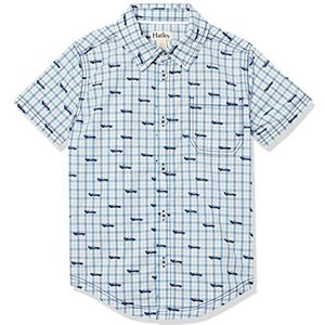 Hatley Jongens Short Sleeve Button Down T-shirt, Silhouette Cars, 3 Jaar