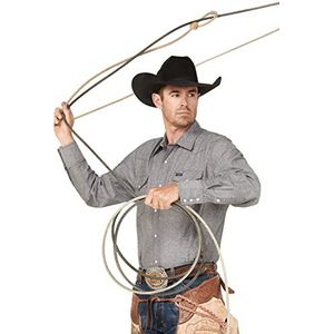 Wrangler Herenwerkshirt met Cowboy Cut, stevige afwerking, lange mouwen, western drukknopen en effen kleur., S