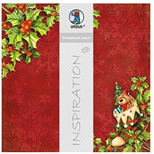 Ursus 703000213 - Premium Glitter Scrapbook paper Happy Christmas, ca. 30,5 x 30,5 cm, 5 vellen, motief 213