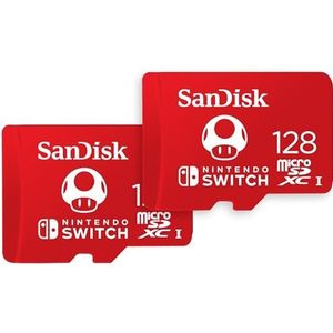 SanDisk 128 GB microSDXC Kaart voor Nintendo Switch - Door Nintendo in licentie. Pak Van 2 (bevat twee kaarten)