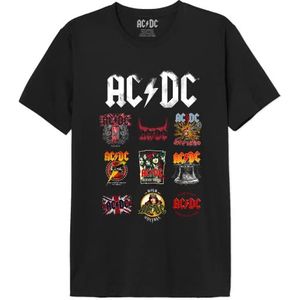 AC/DC MEACDCRTS033 T-shirt ""Patchwork Logo"", zwart, maat XXL, Zwart, XXL
