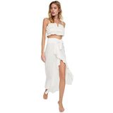 Trendyol Dames vliegwiel gedetailleerde rok. Skirt, Ecru, 34