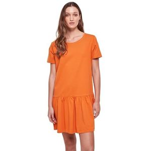 Urban Classics Dames dames volant T-shirtjurk, Vintageoranje, L, Vintageoranje, L