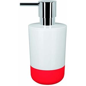 Spirella Zeepdispenser Moji vloeibare zeepdispenser met siliconen tegen wegglijden, inhoud 7,5 x 7,5 x 16,5 cm - wit/rood