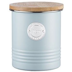 Typhoon Living Collection Suiker, pastelblauw, 1 liter voorraadcontainer, staal, bamboehout, siliconen