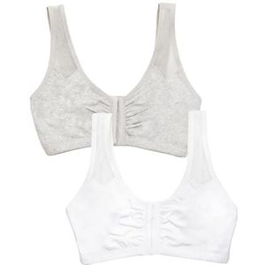 Fruit of the Loom Comfort Front Close Sport Bra met mesh straps sportbeha, ondoorzichtig dames, heidegrijs/wit, 20