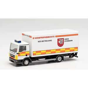 herpa 096560 Man TGL Koffer-vrachtwagen met laadbord""Katastrofbescherming Cirkel Stormarn""Model auto, miniatuurmodellen, klein model, verzamelstuk, detailgetrouw, meerkleurig