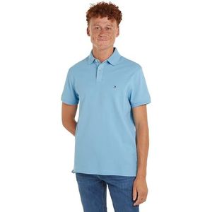 Tommy Hilfiger Herenpoloshirt met korte mouwen, regular fit, knoopsluiting, Blauw (Sleepy Blue), XS