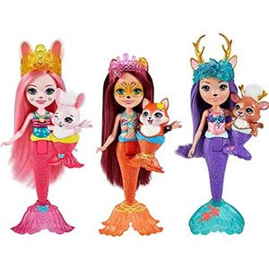 ​Enchantimals Set van 3 Zeemeerminpoppen (15,2 cm), Bree Konijn, Felicity Vos, Danessa Hert Poppen met Dierenvriendjes en Haarborstelaccessoires, geweldig cadeau voor kinderen vanaf 3 jaar, HCF87