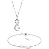 Elli Sieradenset dames Infinity oneindigheid met zirkonia in 925 sterling zilver, 450, Kristal, Zirkonia