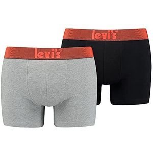 Levi's Organic Cotton Solid Herenboxershorts, 2 stuks, zwart/neon red, XXL