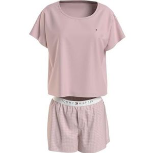 Tommy Hilfiger Pyjama voor dames, Zwart (Whimsy Roze/Grid Check Roze), S