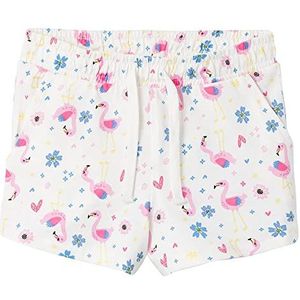 NAME IT Girl's NMFVIGGA F1 NOOS Shorts, White Alyssum/AOP: Flower and Flamingo, 92, Wit Alyssum/Aop: bloem en flamingo, 92 cm