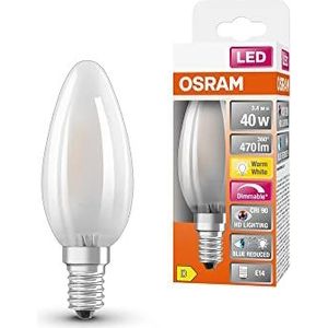 OSRAM Superstar dimbare LED lamp met bijzonder hoge kleurweergave (CRI90), E14-basis matglas,Warm wit (2700K), 470 Lumen, substituut voor 40W-verlichtingsmiddel dimbaar, 1-Pak