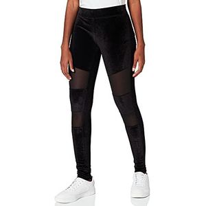 Urban Classics Velvet Tech Mesh Leggings voor dames, zwart, 4XL