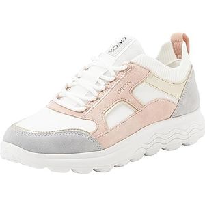 Geox Dames D SPHERICA C Sneaker, wit/naakt, 3 UK, Wit Naakt, 36 EU