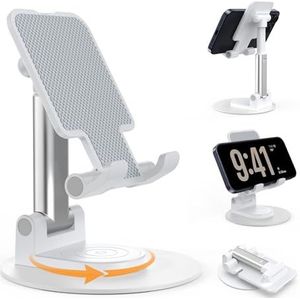 Stojaki na telefon komórkowy BHHB Uchwyt na Telefon 360° Regulowany Składany Kompatybilny z iPhone Galaxy Huawei Redmi (Biały)