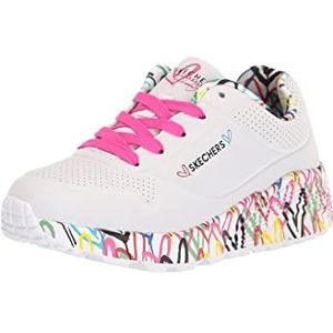 Skechers Uno Lite Lovely Luv Sneakers voor meisjes, Wit synthetisch H rand roze, 28.5 EU