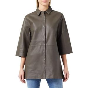 TILDEN Leren dameshemd, taupe, S