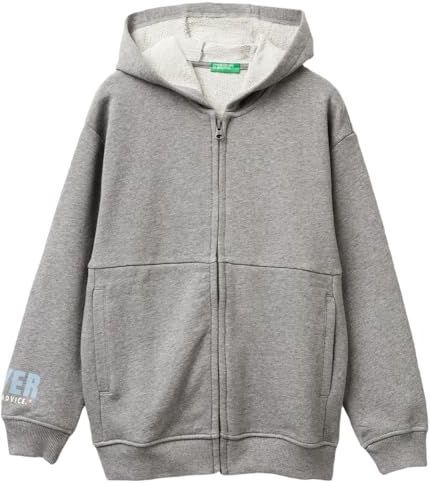 UNITED COLORS OF BENETTON - Sweatvest - Duifblauw / Grijs Gemêleerd / Wit