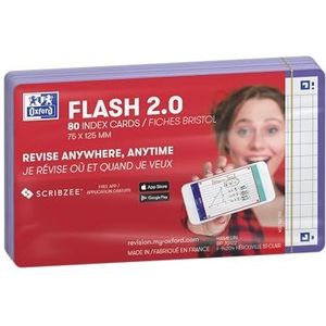 Oxford Flash 2.0 Flashcards A7 geruit 5mm paars pak 80 kaartjes