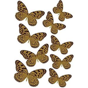 PLAGE elektrostatische sticker voor christmas vlinders, plastic, goud, 29,7 x 0,1 x 21 cm