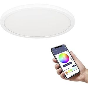 EGLO connect.z Smart Home LED plafondlamp Rovito-Z, Ø 29,5 cm, ZigBee, app en spraakbesturing Alexa, lichtkleur instelbaar (warm – koel wit), RGB backlight, dimbaar, wit