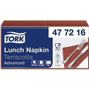 Tork lunchservet Terracotta, 1/4 gevouwen, 2-laags, 33 x 33 cm, 10 x 200 servetten, 477216