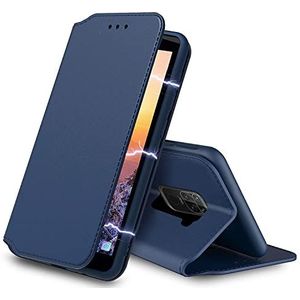 Aurstore Beschermhoes voor Xiaomi Redmi Note 9, verschillende kleuren verkrijgbaar, premium beschermhoes, PU-leer, magneetsluiting voor (Redmi Note 9 (6,53 inch), Slim, Blauw)