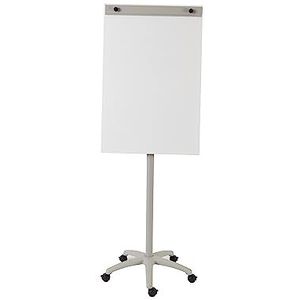 Rocada, Flipchart Whiteboard, met wieltjes, 67 x 62 x 181 cm, economisch whiteboard met papierhouder en stervoet, droog afwasbaar, wit