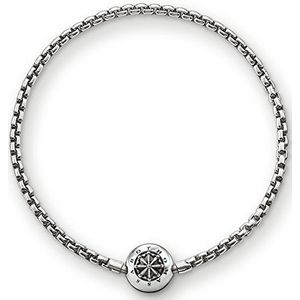Thomas Sabo Unisex armband Karma Beads zwart 925 sterling zilver KA0002-001-12, 19,00 cm, Sterling zilver, zonder steen