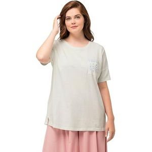 Ulla Popken Oversized T-shirts voor dames, met geborduurde zakken, wit, 42-44