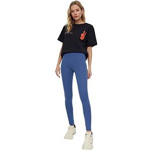 Trendyol Gebreide leggings voor dames met hoge taille, Blauw, M