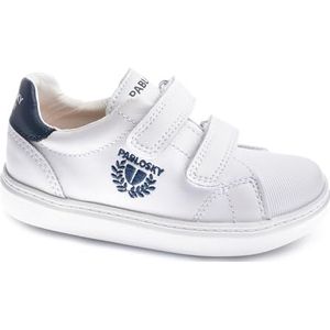 Pablosky Uniseks sportschoenen van leer met klittenbandsluiting, Wit, 28 EU