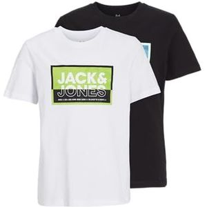 JACK&JONES JUNIOR T-shirt voor kinderen en jongeren, Zwart/verpakking: Wit, 128