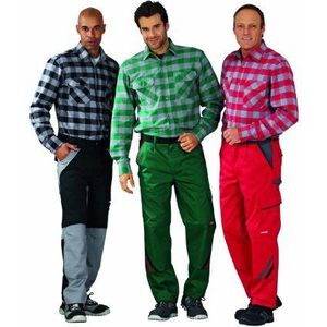 Planam 0494045 Overhemden Squarehemd 1/1 mouw, groen/zink, maat 45/46