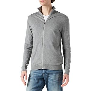 Heren Selected Basic gebreide jas | Effen katoenen cardigan | SLHBERG Zip Longsleeve Sweatshirt, grijs (medium grey melange), XXL