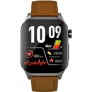 Knauermann PRO 3 (2024) zwart - gezondheidshorloge smartwatch met telefoonfunctie - OSRAM sensoren - ECG + HRV-functie - BT Bluetooth - slaapapneu - bloeddruk - echt leren band bruin, 14-24, zwart,