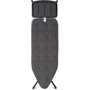 Brabantia Verstelbare Werkhoogte Opvouwbaar Frame, Koordbinder, Transportvergrendeling, Kinderslot, Anti-slip, Solide Stoomunithouder, Denim Black, Strijkplank C (124 x 45 cm)