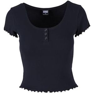 Urban Classics Dames T-shirt Rib Babylock Tee Black XS, zwart, XS