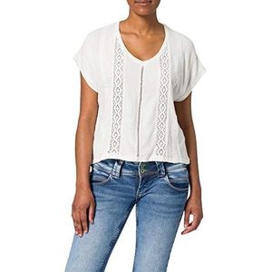 Mavi Dames Lace Detail Top T-Shirt, wit, XS